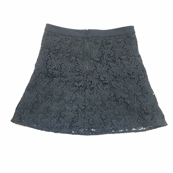 LOFT Black Brocade Lace Lined Skirt Small - Picture 2 of 4